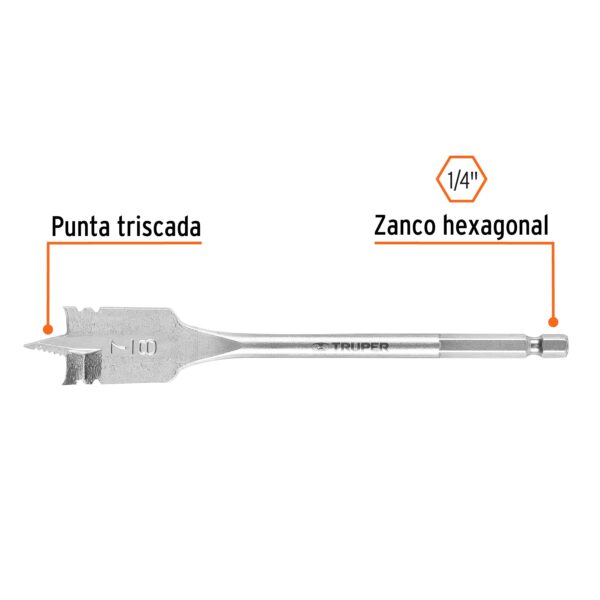 Broca plana de manita, 7/8" , Truper