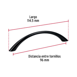 Jaladera de 96mm estilo 'Arco' acabado negro, Hermex