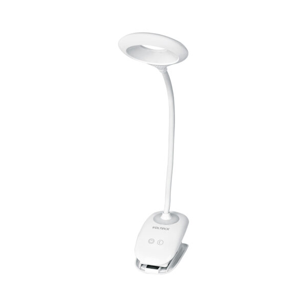 Lampara escritorio LED 4 W recargable c/clip, 3 intensidades