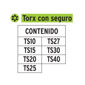 Juego de puntas Torx con seguro, 2