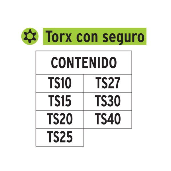 Juego de puntas Torx con seguro, 2", 7 piezas, Expert