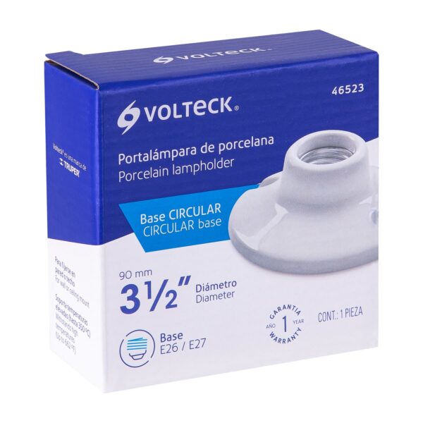 Portalampara de porcelana 3-1/2" circular Volteck