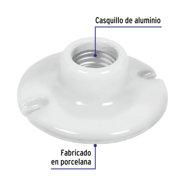 Portalampara de porcelana 3-1/2" circular Volteck