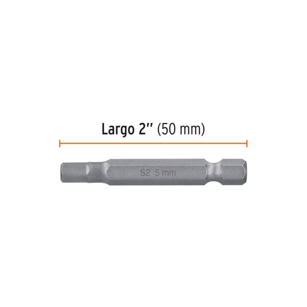 Puntas para desarmador hexagonales 5 mm, 2", 5 piezas