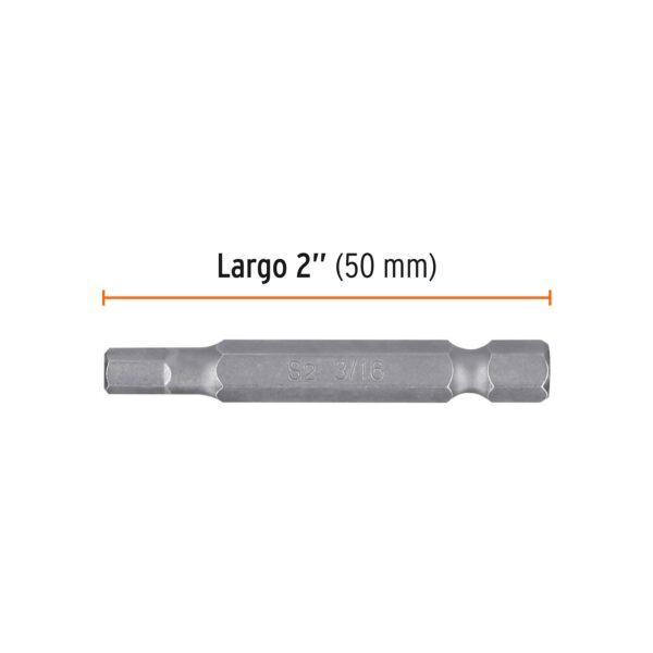 Puntas para desarmador hexagonales 3/16, 2", 5 piezas