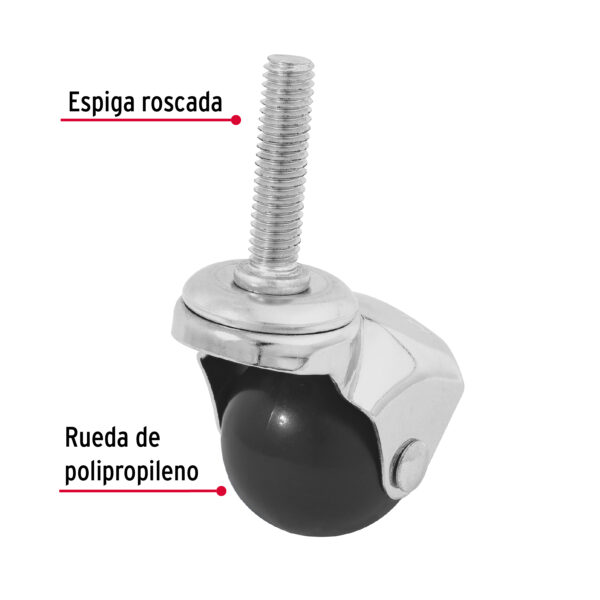 Rodaja esferica, 40 mm con espiga