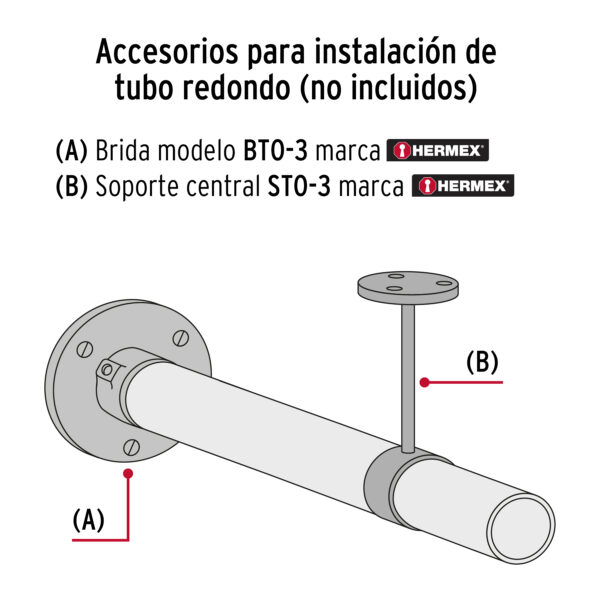 Soporte central para tubo redondo de closet