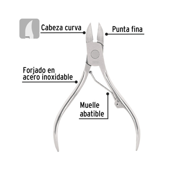 Alicate para pedicure 4', cabeza curva, Pretul