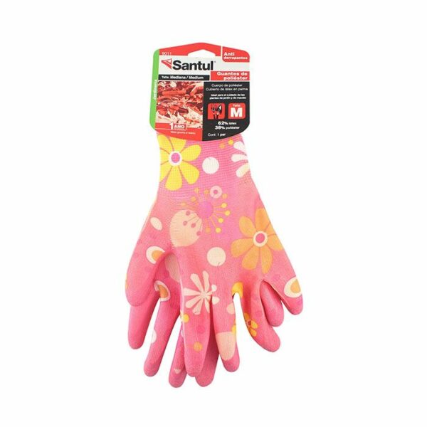 Guantes de Jardineria Poliester Medianos Rosas Flores