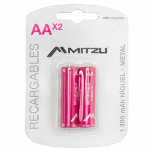 Pack de 2 Pilas AA Baterias Recargables de 1300mAh