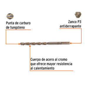 Broca para concreto 3/8 x 6