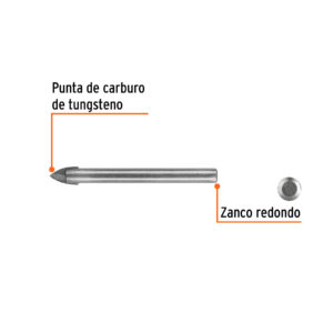 Broca para vidrio y azulejo, 3/8