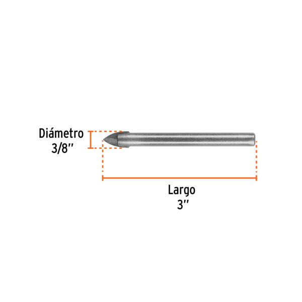 Broca para vidrio y azulejo, 3/8"