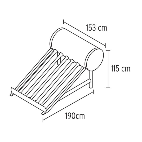 Calentador de agua solar 15 tubos 180L 5 personas