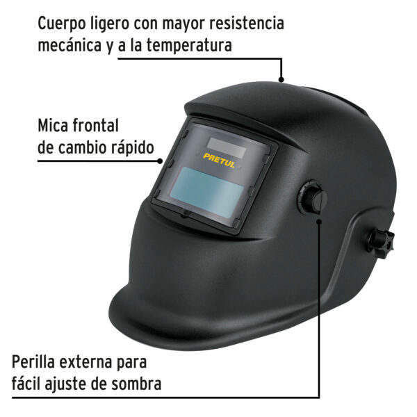 Careta electronica para soldar, sombra 11, Pretul