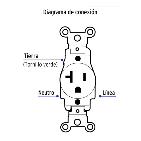 Contacto sencillo 2 polos 3 hilos 20A Standard blanco