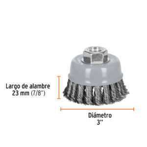 Carda de copa, alambre trenzado grueso, 3