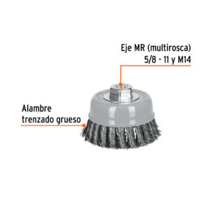 Carda de copa, alambre trenzado grueso , 4