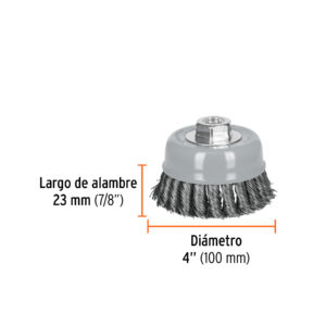 Carda de copa, alambre trenzado grueso , 4