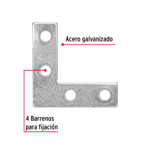 Escuadra cantonera, 1-1/2" x 1-1/2"