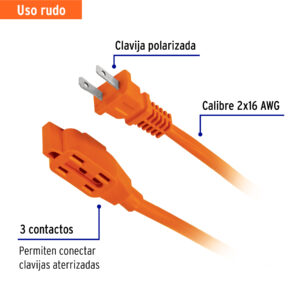 Extension electrica uso rudo 6m calibre 16 Volteck