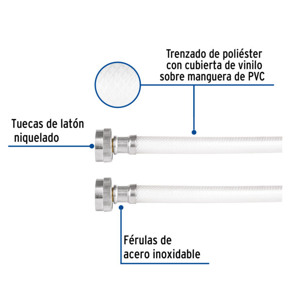 Manguera para lavadora, vinilo, 3/4' x 3/4', 1.8 m, Foset