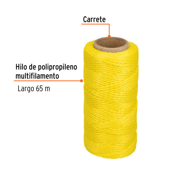 Hilo para albañil, 65 m, amarillo