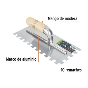 Llana 11" dentado cuadrado 1/2", 10 remaches, mango madera