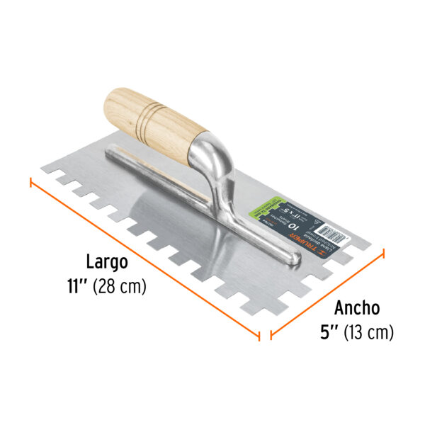 Llana 11" dentado cuadrado 1/2", 10 remaches, mango madera