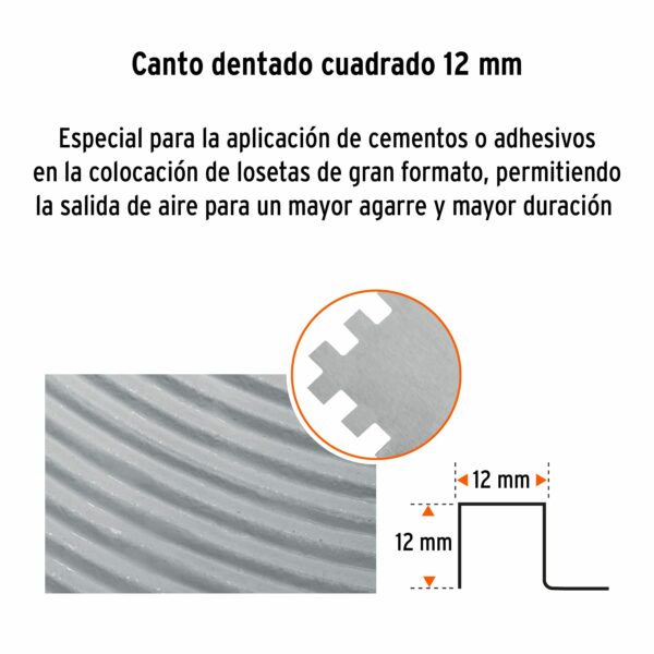 Llana 11" dentado cuadrado 1/2", 10 remaches, mango madera