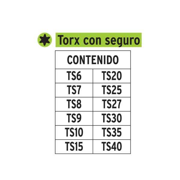 Juego de 12 puntas Torx con seguro largo 2", Expert