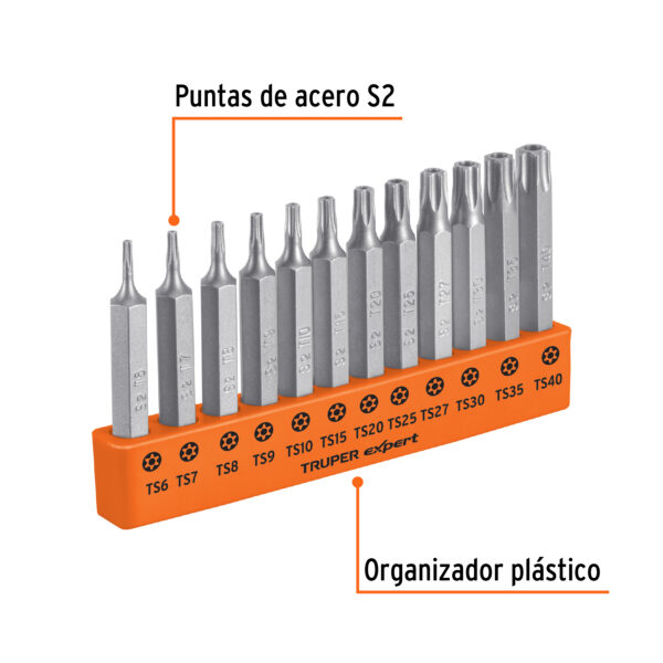 Juego de 12 puntas Torx con seguro largo 2", Expert