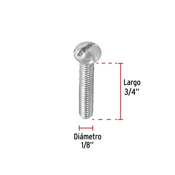 Tornillo tipo estufa, 1/8 x 3/4", bolsa con 500 pzas