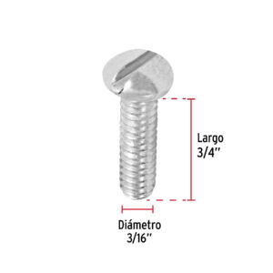 Tornillo tipo estufa, 3/16 x 3/4