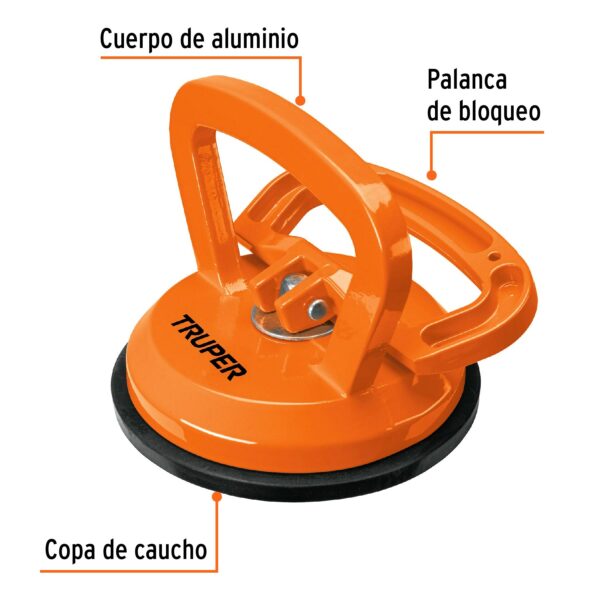 Ventosa de aluminio para vidrio, 1 copa de succion