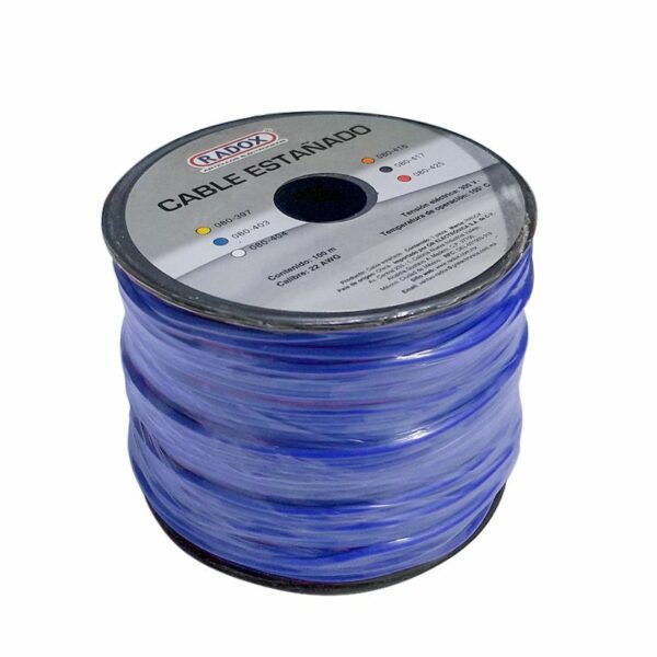 Rollo 100m Cable Estañado Azul Cal. 22