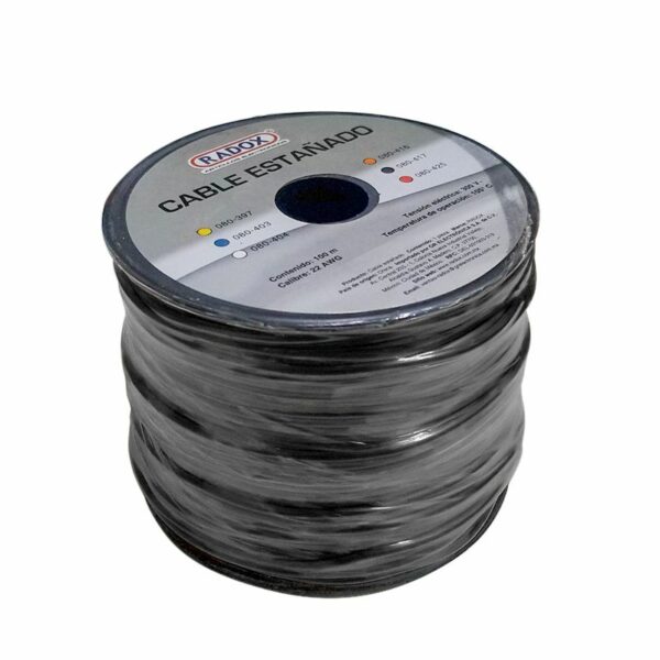 Rollo 100m Cable Estañado Negro Cal. 22