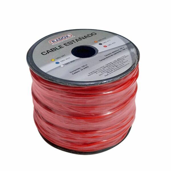 Rollo 100m Cable Estañado Rojo Cal. 22