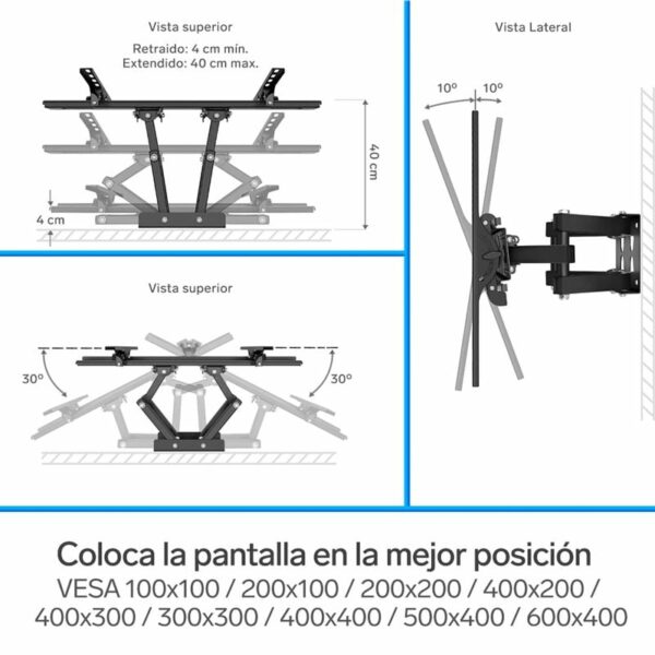 Soporte para pantallas de 32" a 70", con doble brazo articulado