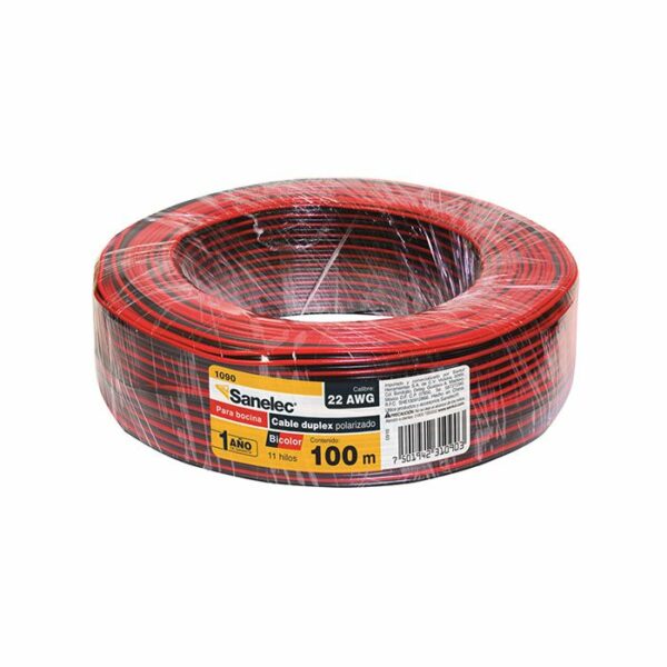 Rollo 100m Cable Polarizado bocina 22awg bicolor