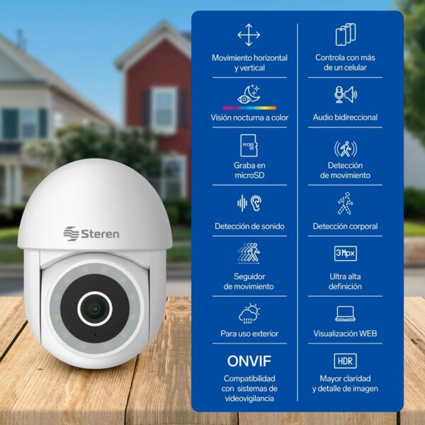 Mini cámara de seguridad WiFi 3 Mpx robotizada con seguidor de movimiento para exterior