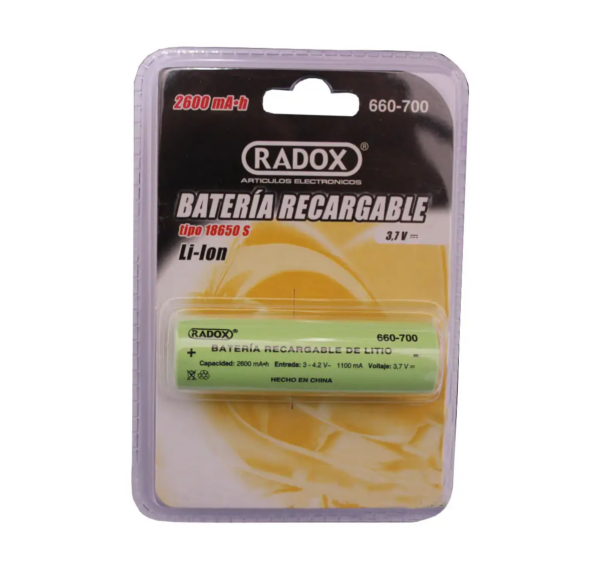 Bateria recargable Li-ion 2600 mAh tipo 18650