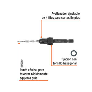 Broca avellanadora #6 para madera, 9/64