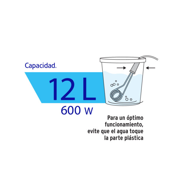 Calentador de inmersion para agua #3 600W 12L Volteck