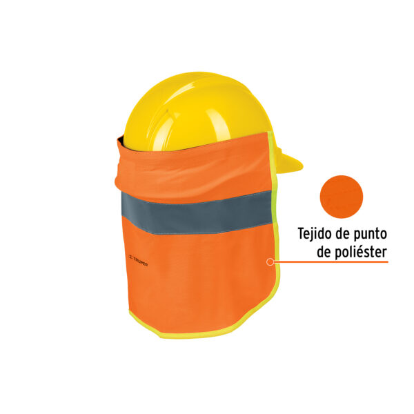 Cubrenuca para casco, naranja con reflejante, 30 cm