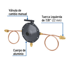 Regulador de gas de 2 vias para 2 Tanques de Gas