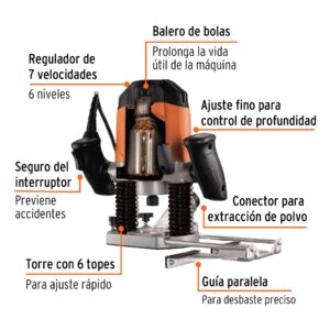 Router profesional, 1-3/4 HP