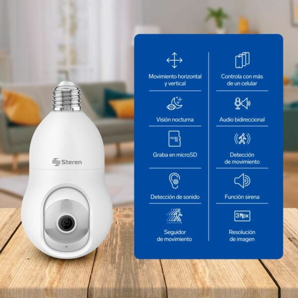 Camara de seguridad WiFi 3Mpx robotizada con seguidor de movimiento para socket