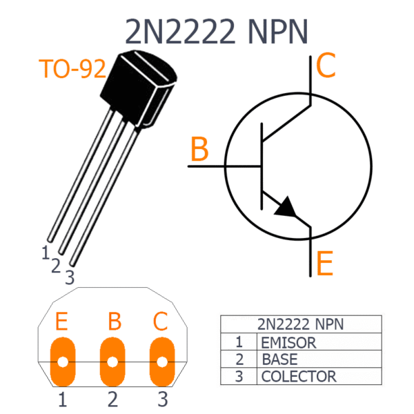 Pack de 100 Piezas Transistor 2N2222 TO-92