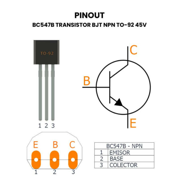 Transistor BC547 BC547B NPN 45VCEO 0.1 IC